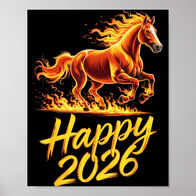 Happy 2026 Year Of The Horse Chinese Zodiac New Ye Poster (Vorne)