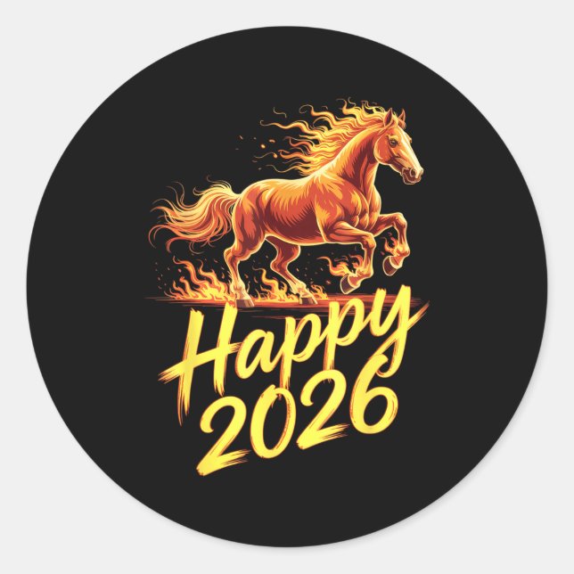 Happy 2026 Year Of The Horse Chinese Zodiac New Ye Runder Aufkleber (Vorderseite)