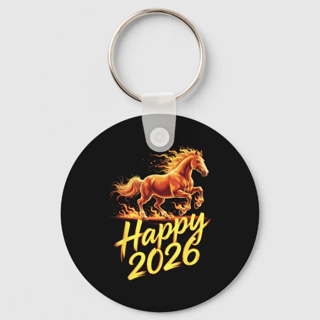 Happy 2026 Year Of The Horse Chinese Zodiac New Ye Schlüsselanhänger (Vorderseite)