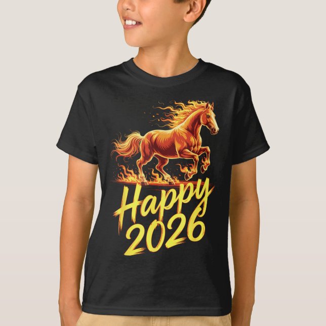Happy 2026 Year Of The Horse Chinese Zodiac New Ye T-Shirt (Vorderseite)