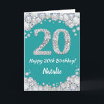 Happy 20. Geburtstag Aquamarine und Silver Glitzer Karte<br><div class="desc">Glücklich 20. Geburtstag Aquamarin Türkis Aqua und Silver Glitzer Card mit personalisiertem Namen. Für weitere Anpassungen klicken Sie bitte auf die Schaltfläche "Anpassen" und verwenden Sie unser Designwerkzeug,  um diese Vorlage zu ändern.</div>