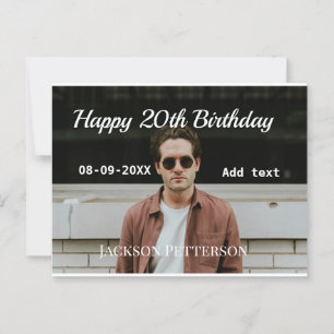 Happy 20. Geburtstag einfaches Foto mit Namen Datu Postkarte