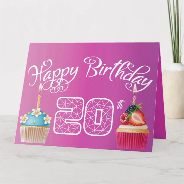 Happy 20. Geburtstag Elegantes Fun Design Karte (Vorderseite)
