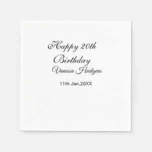 Happy 20. Geburtstag Name Datum einfach minimal Serviette