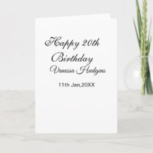 Happy 20. Geburtstag name datum schlicht minimal Karte