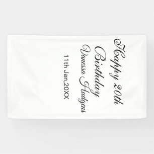 Happy 20. Geburtstag name datum simple minimal Banner