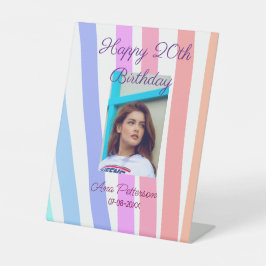 Happy 20. Geburtstag Regenbogen rustikale Boho Lin Sockelschild