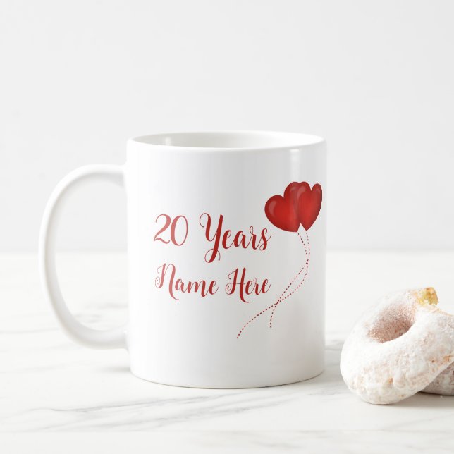 Happy 20 Year Wedding Anniversary Geschenk Custom  Kaffeetasse (Mit Donut)