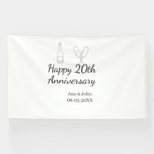 Happy 20th anniversary champagne bottle glass name