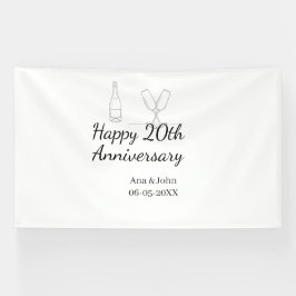 Happy 20th anniversary champagne bottle glass name banner