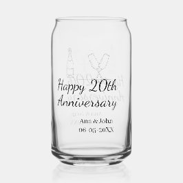 Happy 20th anniversary champagne bottle glass name dosenglas