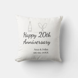 Happy 20th anniversary champagne bottle glass name kissen