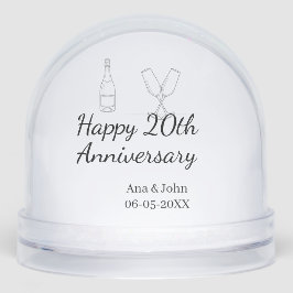 Happy 20th anniversary champagne bottle glass name schneekugeln