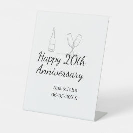 Happy 20th anniversary champagne bottle glass name sockelschild