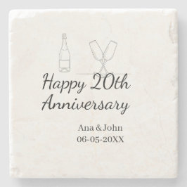 Happy 20th anniversary champagne bottle glass name steinuntersetzer