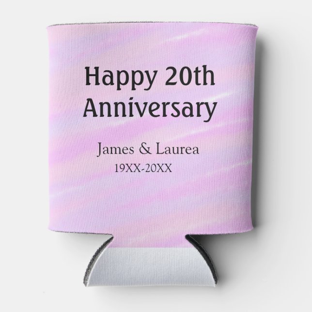 Happy 20th anniversary pink purple pastel name bol dosenkühler (Vorderseite)
