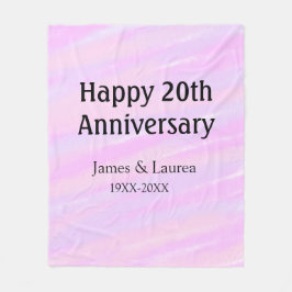 Happy 20th anniversary pink purple pastel name bol fleecedecke