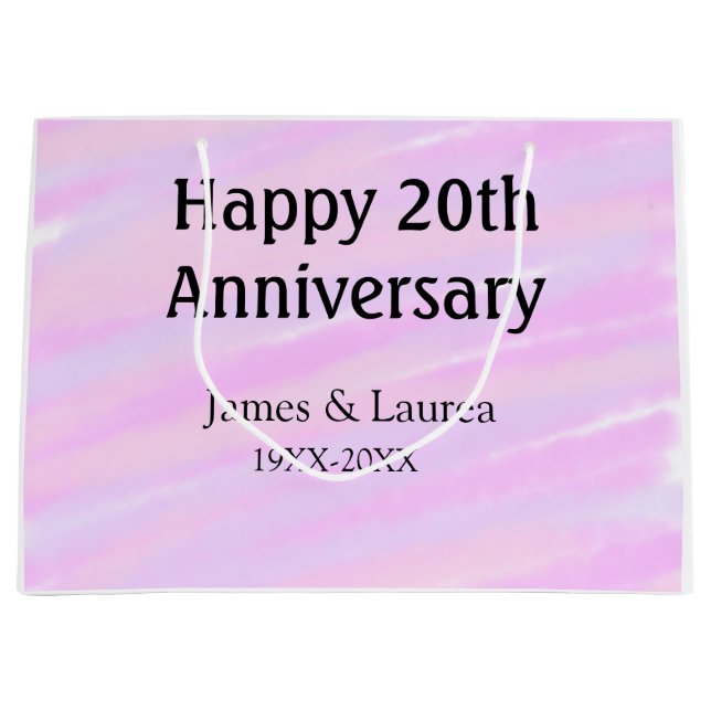Happy 20th anniversary pink purple pastel name bol große geschenktüte (Vorderseite)
