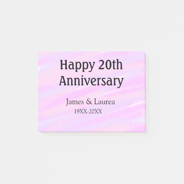 Happy 20th anniversary pink purple pastel name bol post-it klebezettel (Vorderseite)