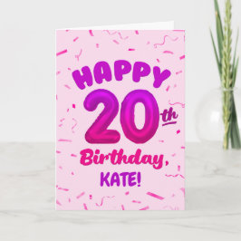 Happy 20th Birthday Card with Custom Name Karte