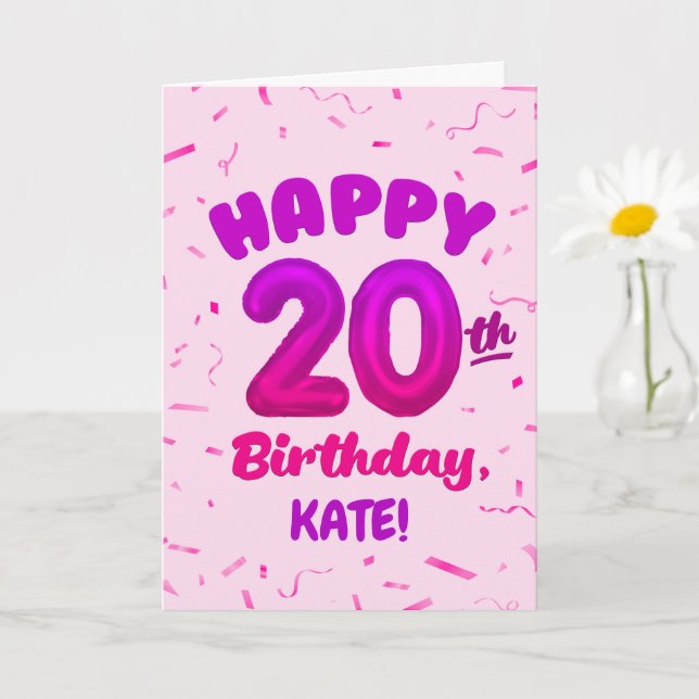 Happy 20th Birthday Card with Custom Name Karte (Kleine Pflanze)