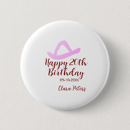 Happy 20th birthday pink cowboy girl name date sim button