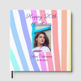 Happy 20th Birthday rainbow rustic boho lines phot Gästebuch