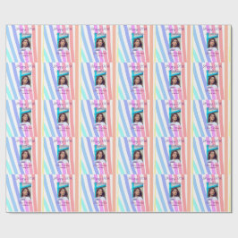 Happy 20th Birthday rainbow rustic boho lines phot Geschenkpapier