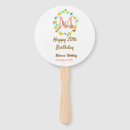 Happy 20th Birthday red add name monogram wreath Fächer