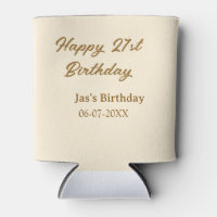Happy 21. Geburtstag braun Pastell Gelb Name Datum