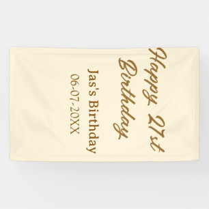 Happy 21. Geburtstag braun pastellgelb Name Datum Banner
