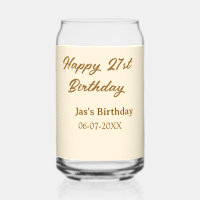 Happy 21. Geburtstag braun pastellgelb Name Datum