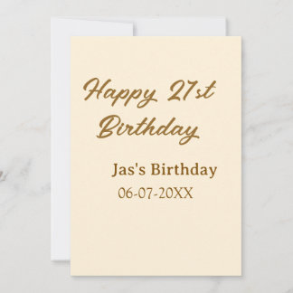 Happy 21. Geburtstag braun pastellgelb Name Datum  Einladung