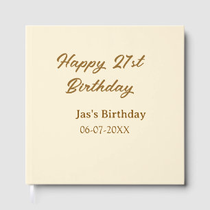 Happy 21. Geburtstag braun pastellgelb Name Datum  Gästebuch