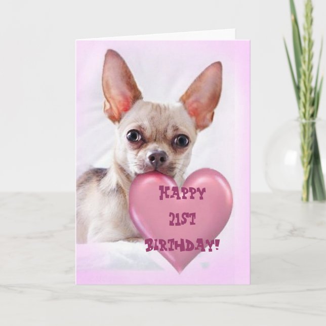 Happy 21. Geburtstag Chihuahua Grußkarte Karte (Vorderseite)