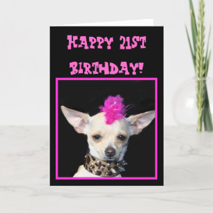 Happy 21. Geburtstag Chihuahua Punk Grußkarte Karte