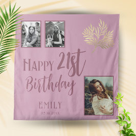 Happy 21. Geburtstag Gold Foliage 3 Foto Hintergru Wandteppich