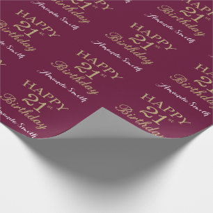 Happy 21. Geburtstag Gold Glitzer und Burgund Rot Geschenkpapier