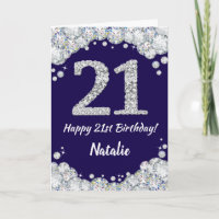 Happy 21. Geburtstag Navy Blue und Silver Glitzer