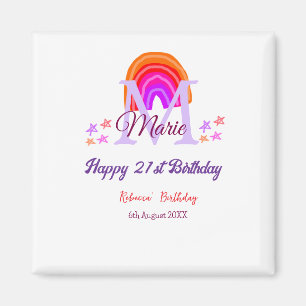 Happy 21. Geburtstag pink hinzufügen Name monogram Magnet