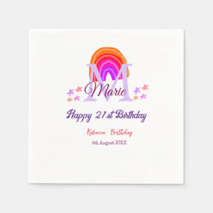 Happy 21. Geburtstag pink hinzufügen Name monogram Serviette