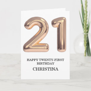 Happy 21. Geburtstag Rose Gold Girl Personalisiert Karte