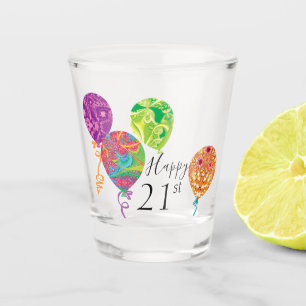 Happy 21. Geburtstagsballons aller Altersklassen Schnapsglas