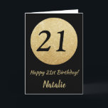 Happy 21. Geburtstagskarte Schwarz und Gold Glitze Karte<br><div class="desc">Glückliche 21. Geburtstagskarte Black and Gold Glitzer Card mit personalisiertem Namen.Für weitere Anpassungen klicken Sie bitte auf die Schaltfläche "Anpassen" und verwenden Sie unser Designwerkzeug,  um diese Vorlage zu ändern.</div>