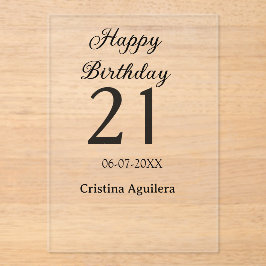 Happy 21st birthday bold letter simple name minima acryleinladungen