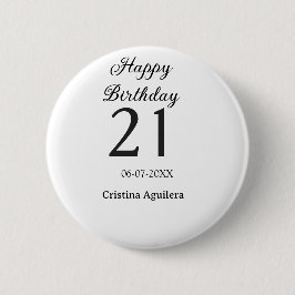 Happy 21st birthday bold letter simple name minima button
