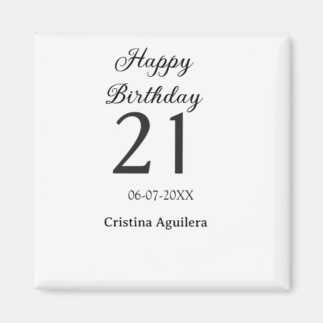 Happy 21st birthday bold letter simple name minima magnet (Vorne)