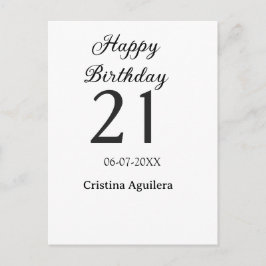 Happy 21st birthday bold letter simple name minima postkarte