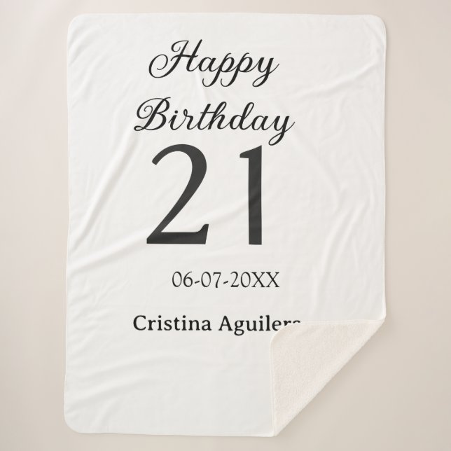 Happy 21st birthday bold letter simple name minima sherpadecke (Vorderseite)