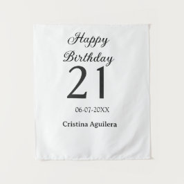 Happy 21st birthday bold letter simple name minima wandteppich